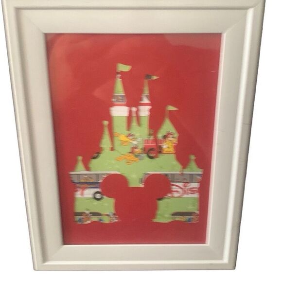 New Disney Castle Framed Silouette Mickey Minnie Goofy Americana - Picture 1 of 11